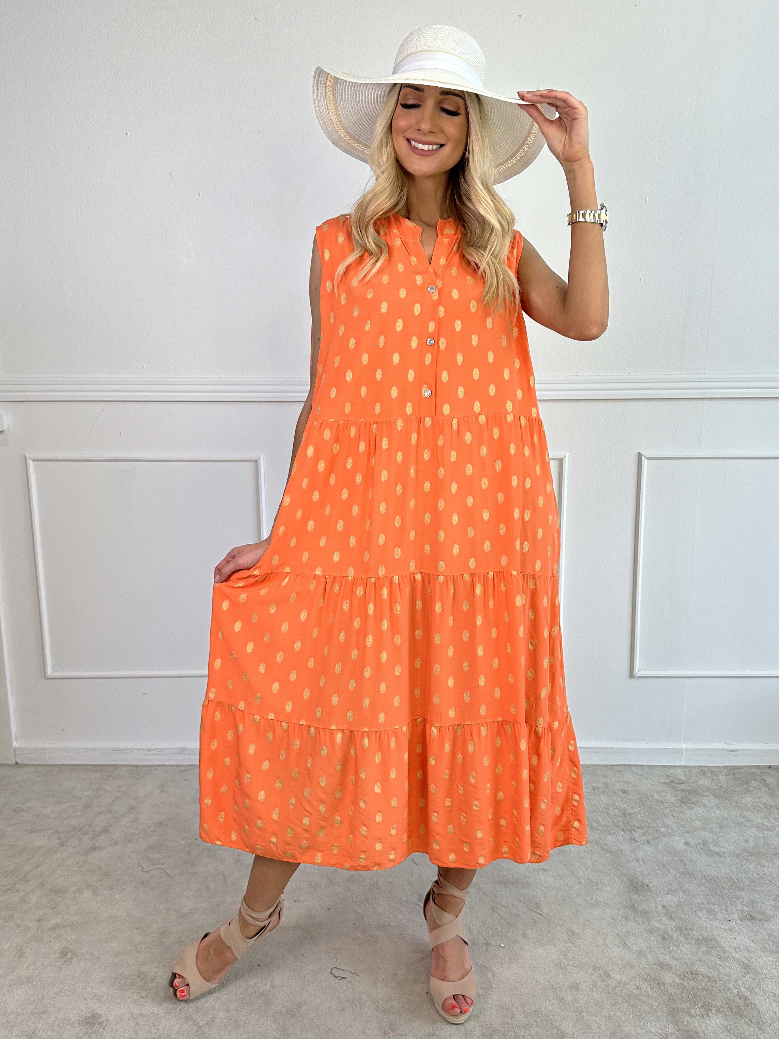 Dotti Gold Sleeveless - Kjole med lag på lag look i viskose